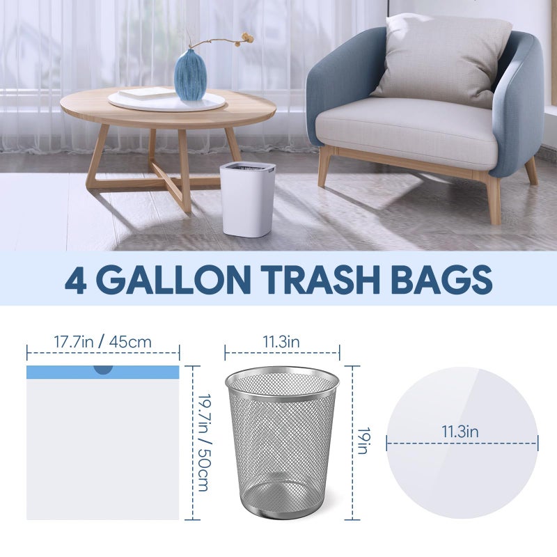 CCGeass 4 Gallon Small Trash Bags, Drawstring 4 Gallon Garbage Bags, Tear-Free Separated Unscented White Small Trash Bags Plastic Wastebasket Liners for Bathroom Toilet Home Office and Bedroom, 80 Count - Image 3
